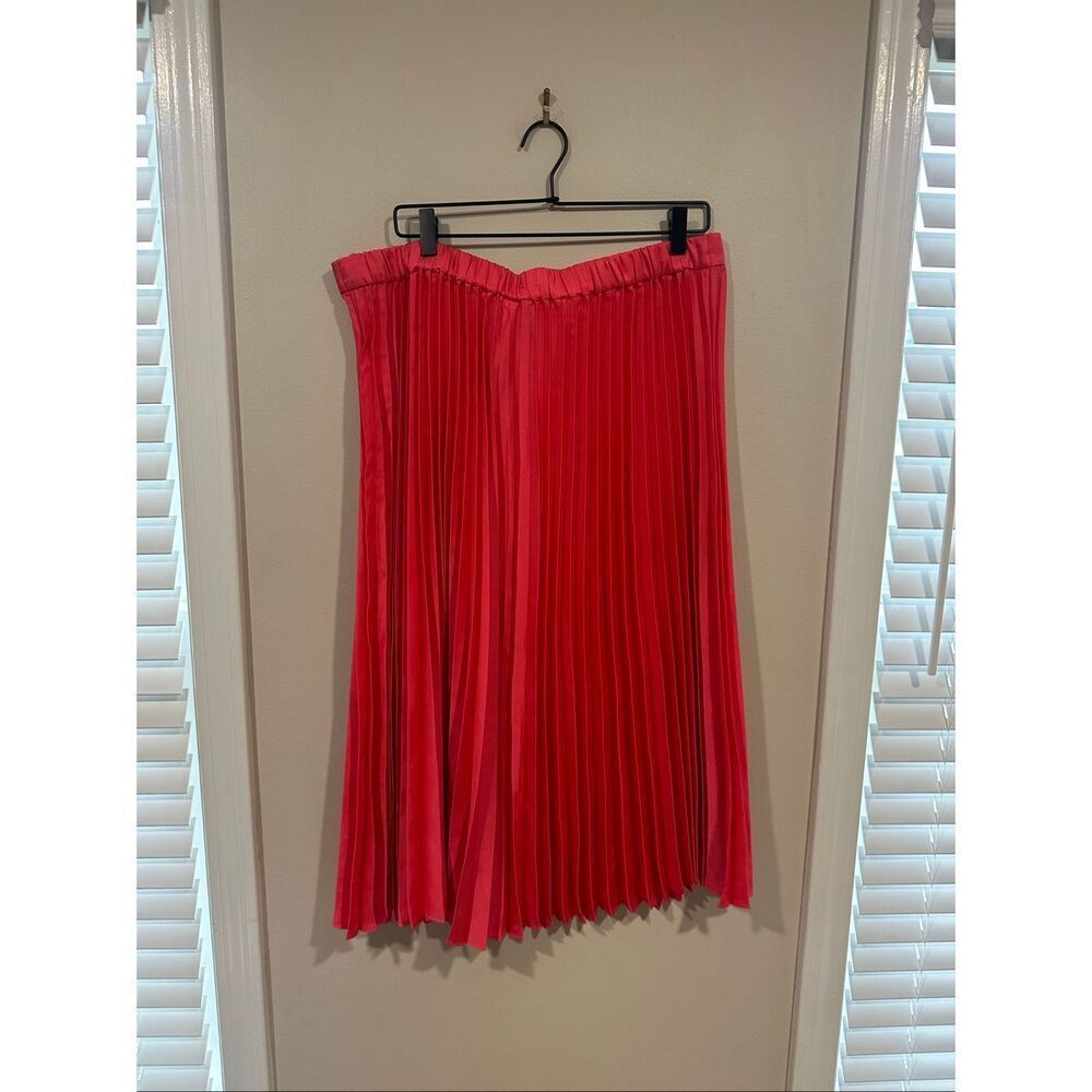 J. Crew 2XL Red Pleated Midi/Maxi Skirt - Picture 2 of 4